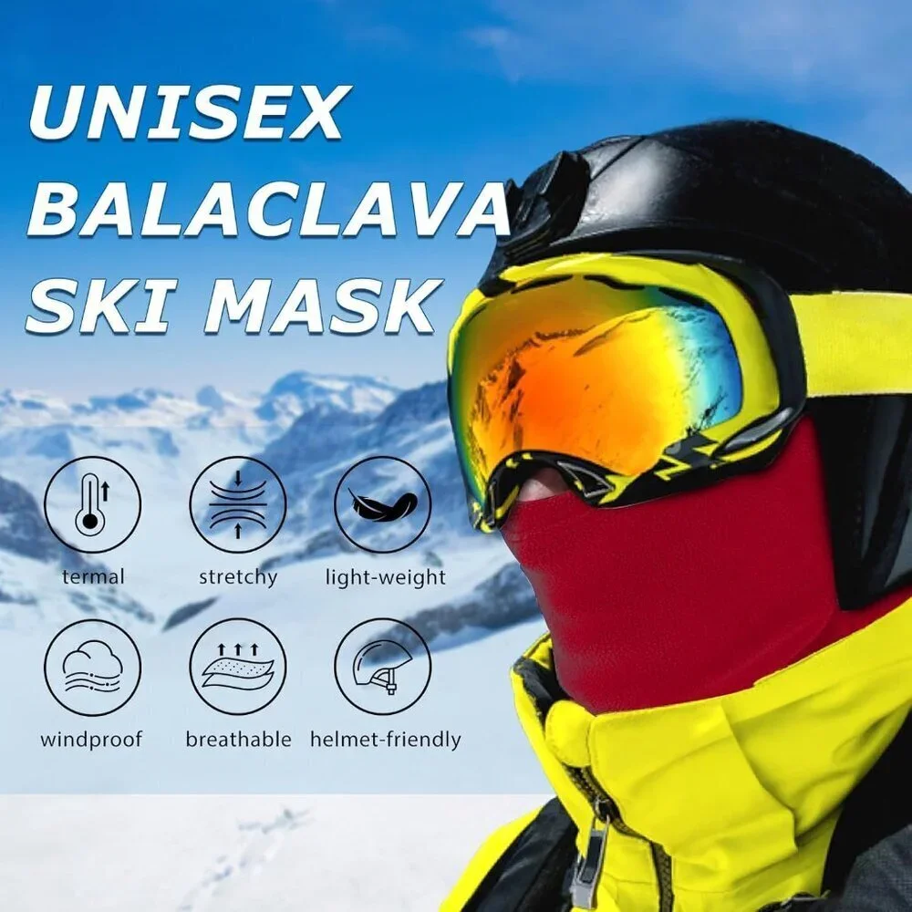 Women's Red Balaclava Ski Mask Warm Windproof Lightweight Winter Face Mask